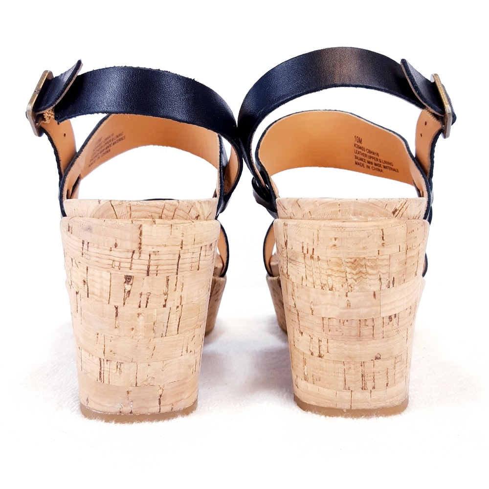 KORK-EASE AUSTIN BLACK LEATHER WEDGE SANDAL - Picture 6 of 16